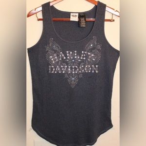 Harley-Davidson Women’s Tank Top Gray Rhinestone HD Sz Xl